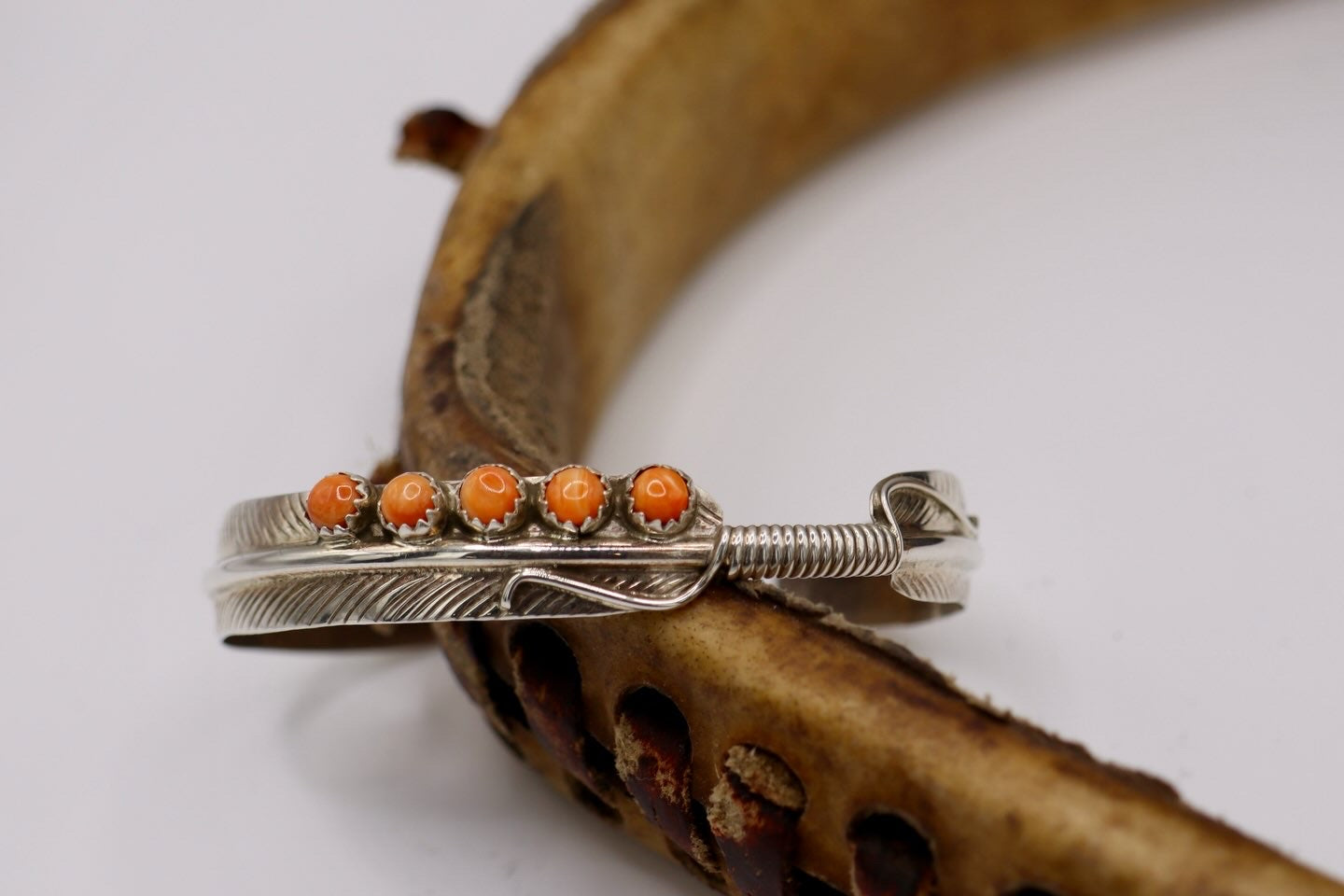 Orange Spiney Feather Cuff