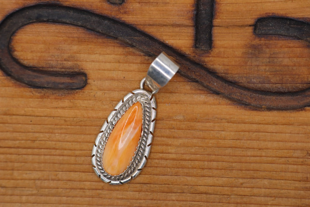 Orange Spiney Teardrop Pendant