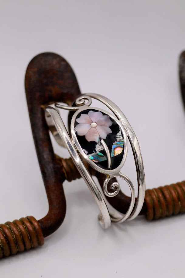 Vintage Inlay Flower Cuff