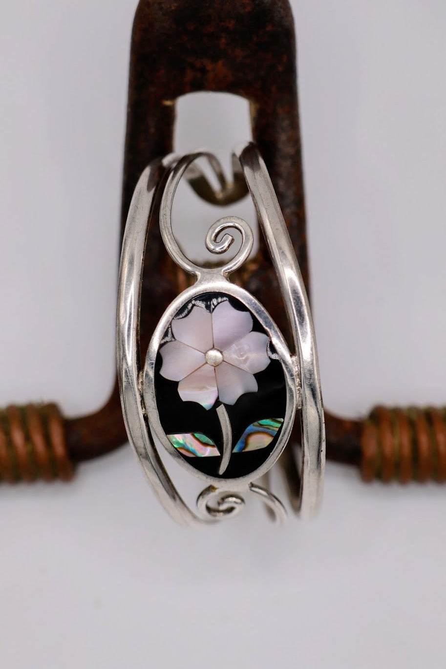Vintage Inlay Flower Cuff