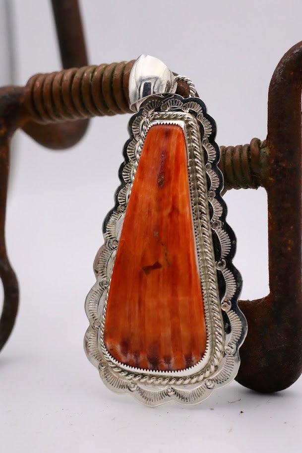 Orange Spiney Teardrop Pendant