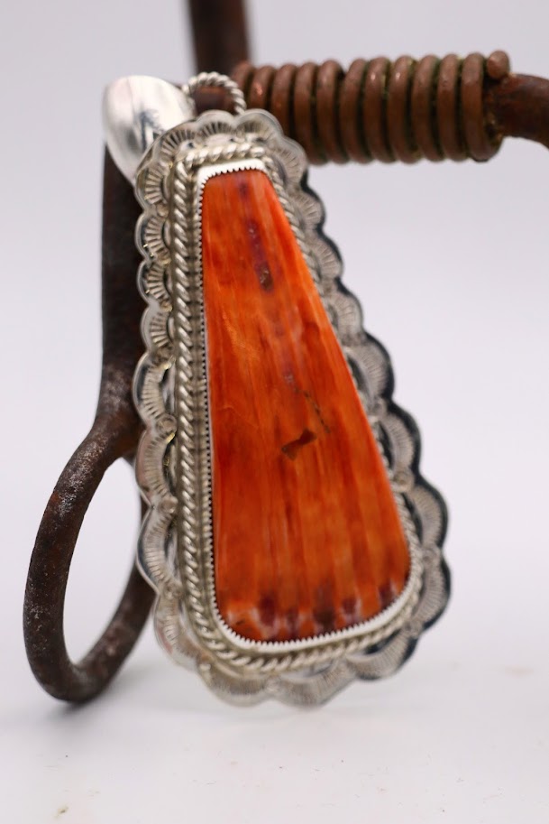 Orange Spiney Teardrop Pendant