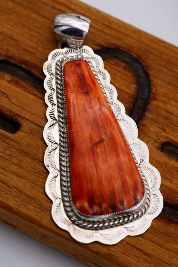 Orange Spiney Teardrop Pendant