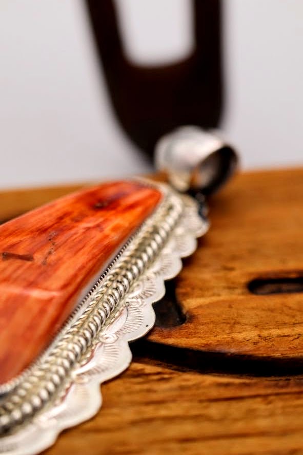 Orange Spiney Teardrop Pendant