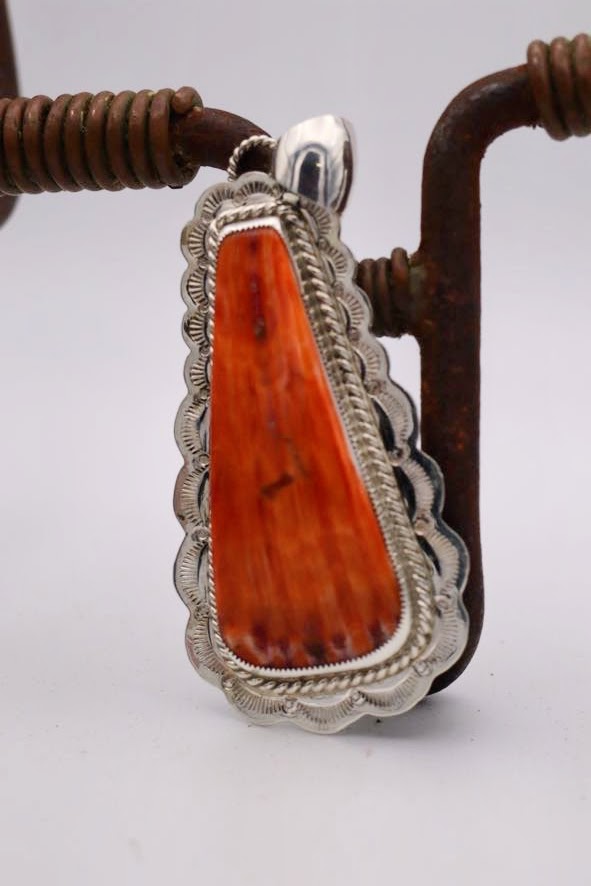 Orange Spiney Teardrop Pendant