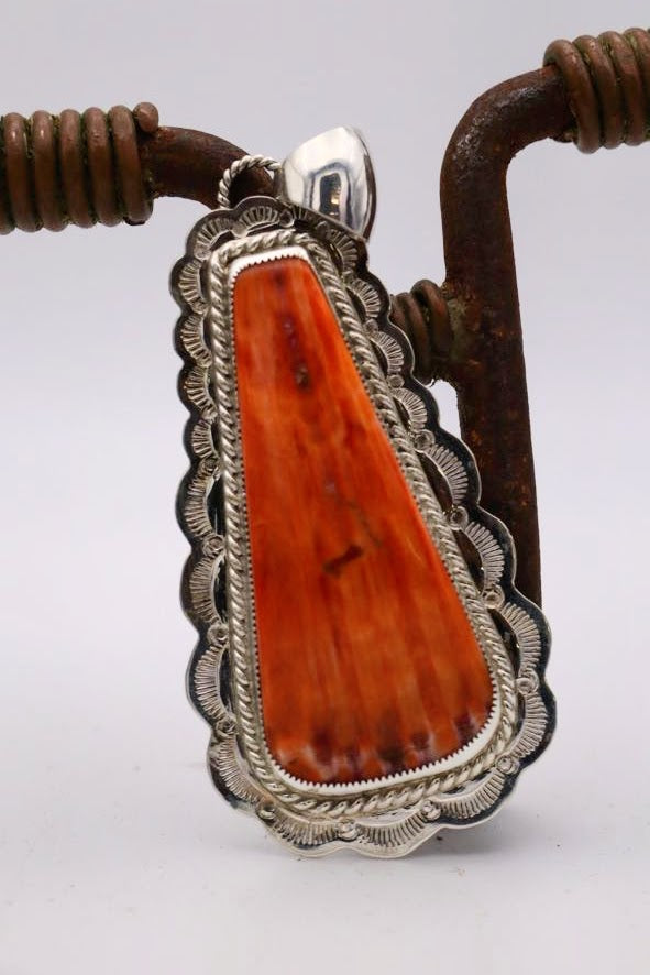 Orange Spiney Teardrop Pendant