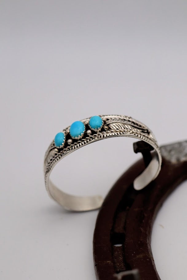 Turquoise Feather Baby Cuff