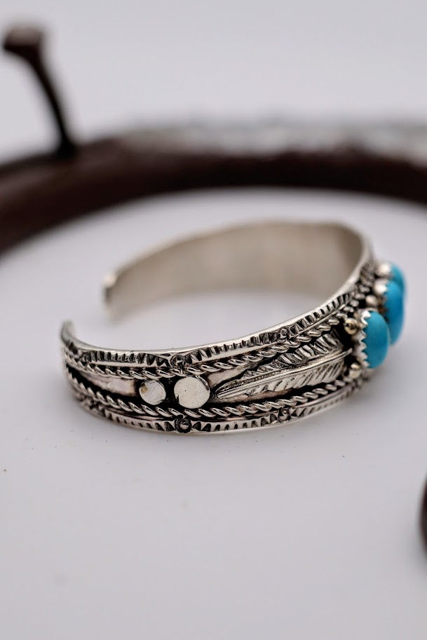 Turquoise Feather Baby Cuff