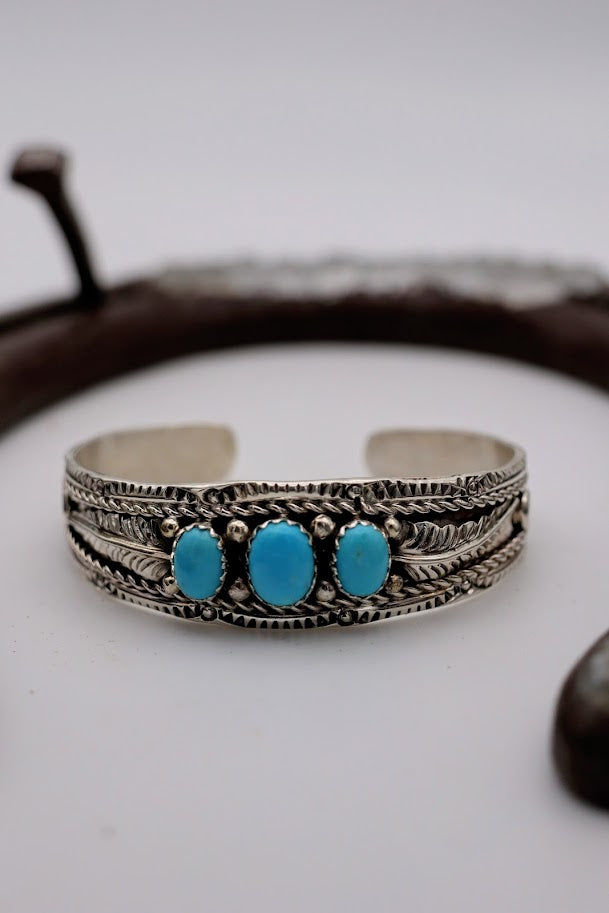 Turquoise Feather Baby Cuff