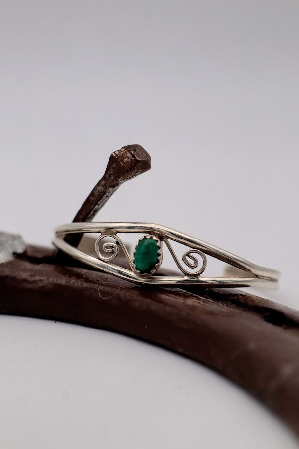 Swirly Malachite  Baby Cuff