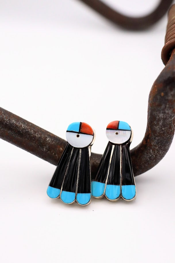 Zuni Sunface Feather Stud