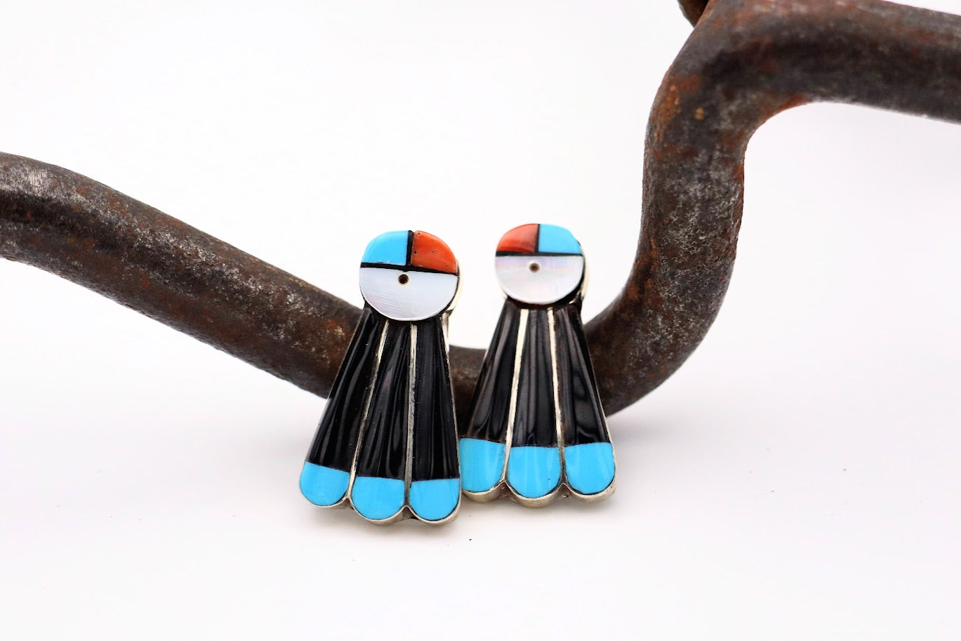 Zuni Sunface Feather Stud