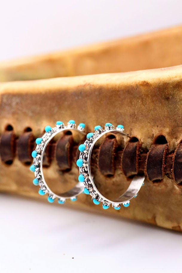 Snake-Eye Kingman Turquoise Hoops