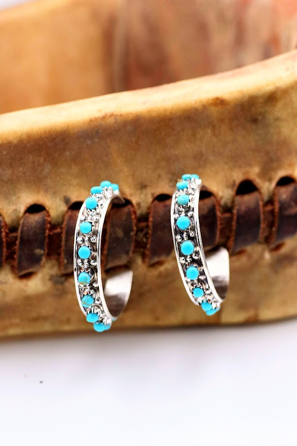 Snake-Eye Kingman Turquoise Hoops
