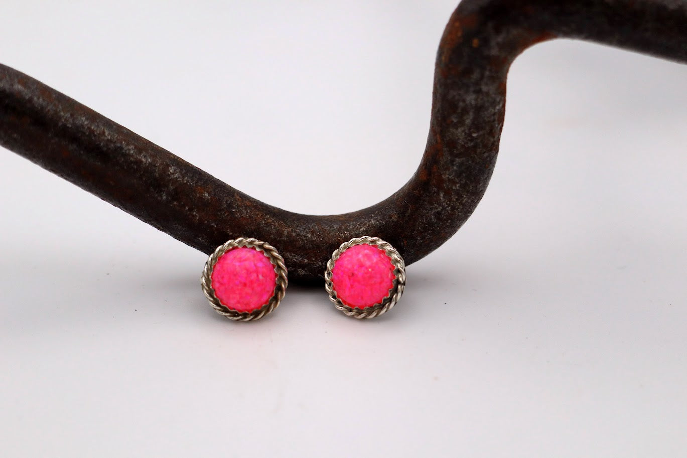 Hot Pink Opal Studs