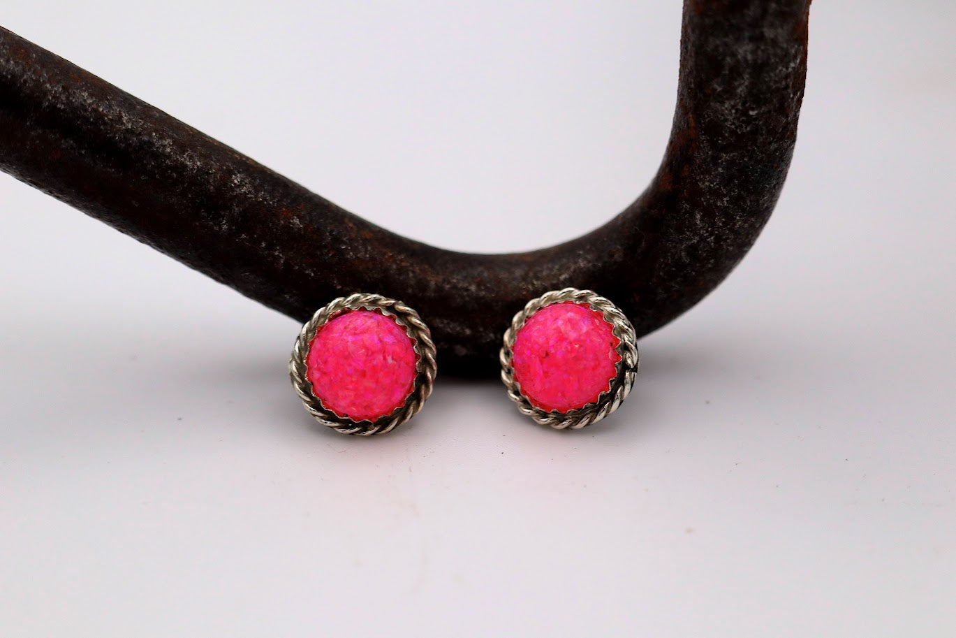 Hot Pink Opal Studs