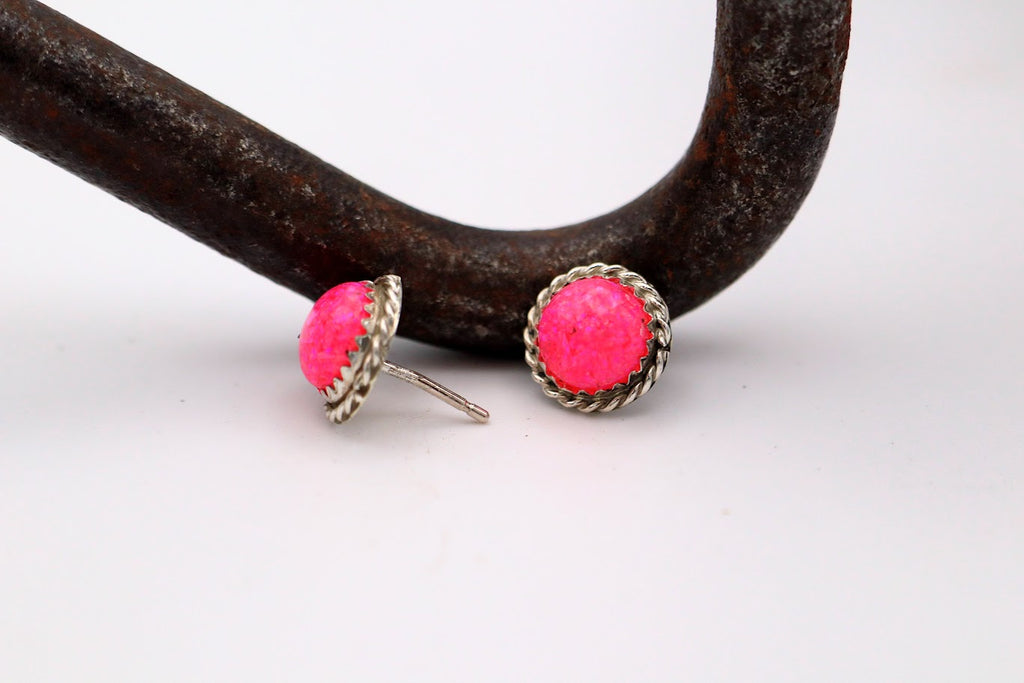 Hot Pink Opal Studs
