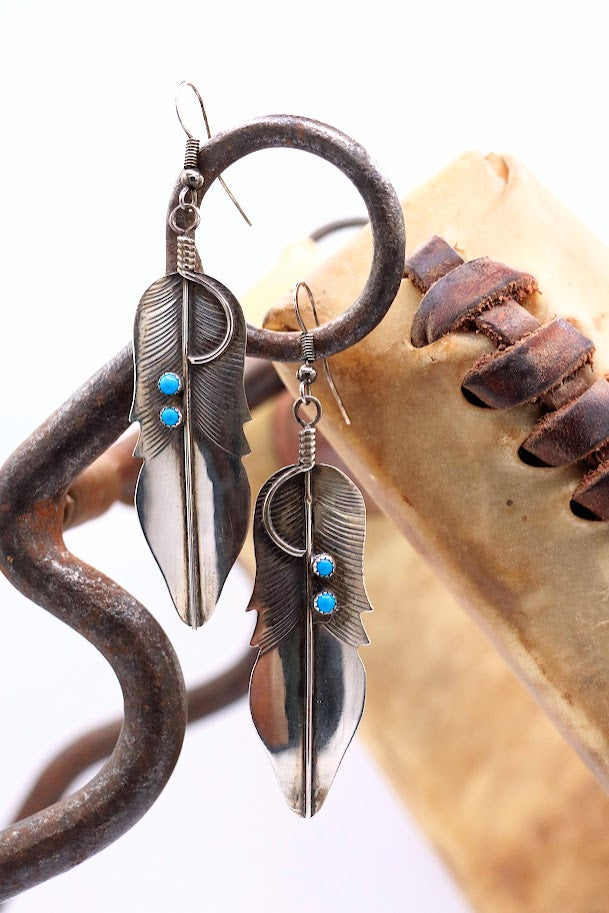 Chris Charley Two-Stone Feather Dangle Earrings