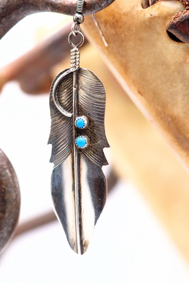 Chris Charley Two-Stone Feather Dangle Earrings