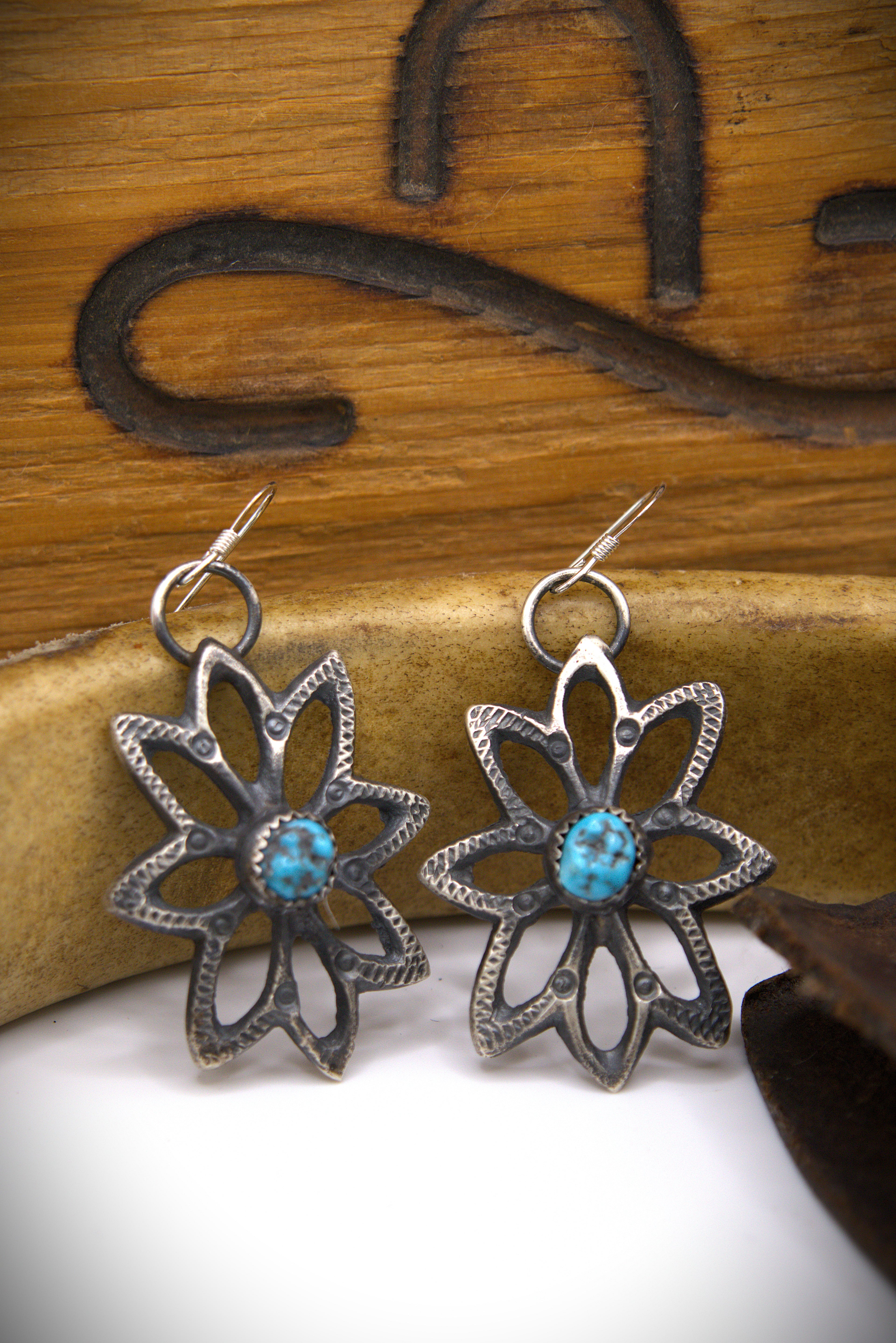 Sandcast Flower Earrings