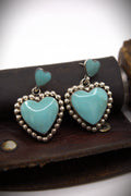 Double Turquoise Heart Earrings