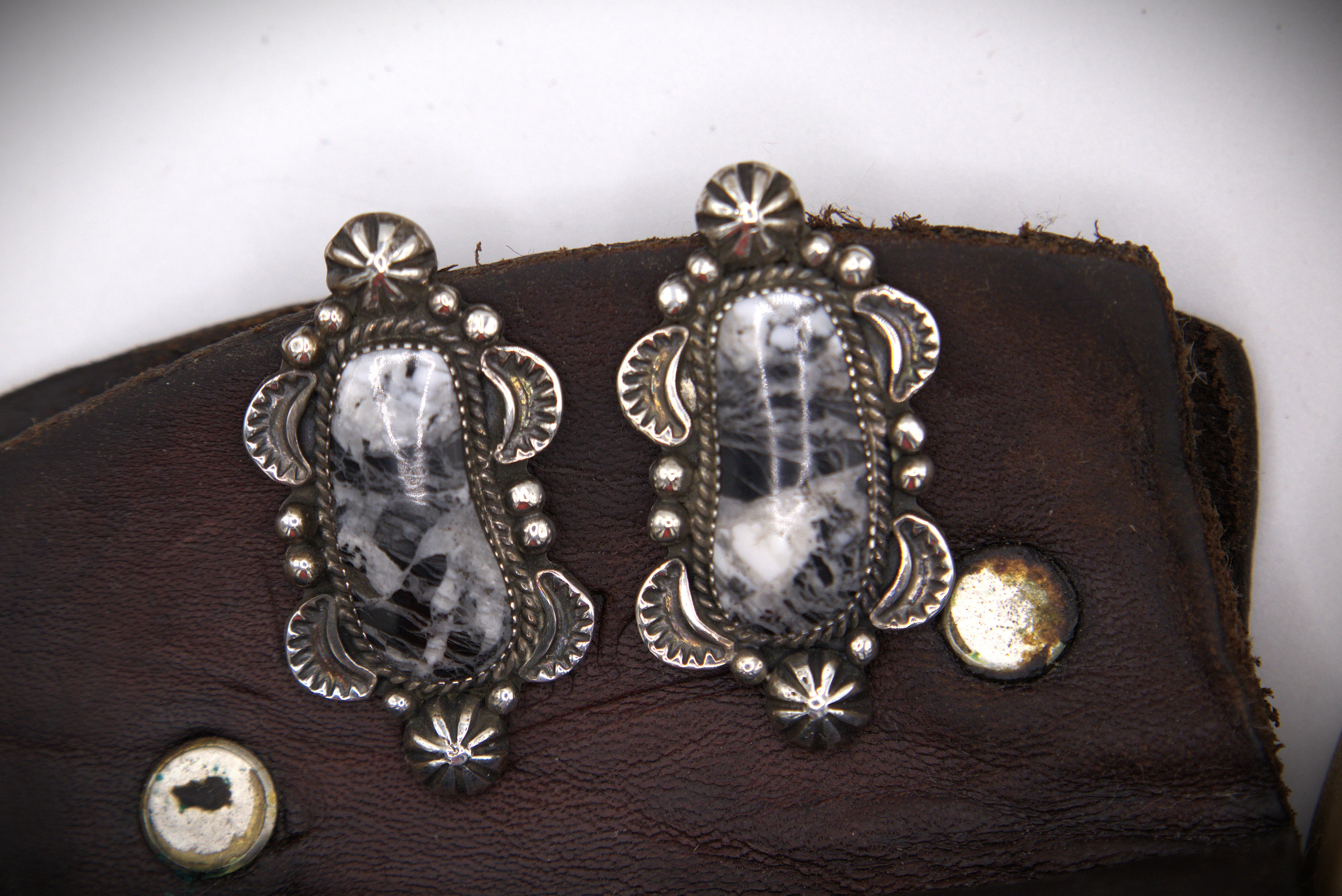 White Feather Jasper Earrings