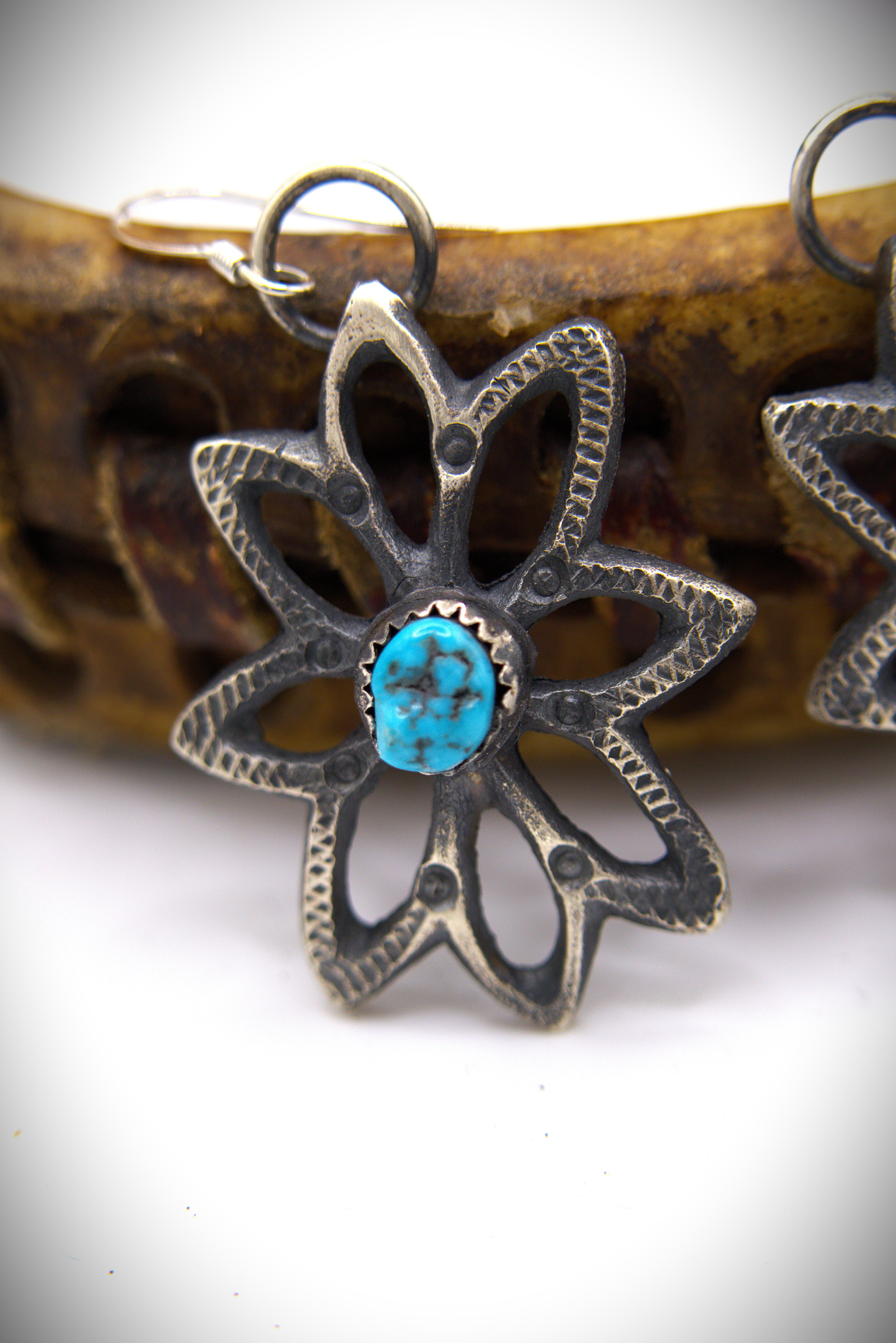Sandcast Flower Earrings